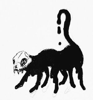 Gloopy Crow, a cat-shaped entity made of black sludge with a cat skull for a face.