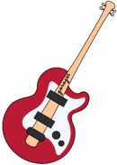 An electric guitar with a bat for the fretboard