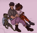 Swamuel and Spoon and Rivers sitting on some steps.png