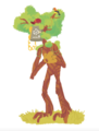 a humanoid phone dryad who is mostly tree with a rotary telephone for a head. they have a pitcher's glove on one hand.