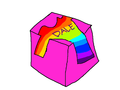 pink cube with a pride month shirt that says Dale on it