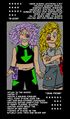 A digital drawing of two white women in baseball uniforms, one with purple curly hair that is floating up without gravity and the other with blonde curly hair thrown over her shoulder messily. Both are holding and somewhat wrapped up around the arm with old fashioned phones attached to their belts, the left woman’s is purple and more of a 90’s phone style while the right’s is red and has a rotary dial. Both of them have phone dial pad buttons on their face. text reads: “B-SIDE” >HAIR ALWAYS LEVITATES A BIT >ENJOYS SCARING PEOPLE, CHASING HORSES, STANDING OMINOUSLY, 80’S MUSIC, NEON, HORROR MOVIES (FOR INSPIRATION) >DOES NOT KEEP TRACK OF ALL OF JESS’S BEEF, IS ALWAYS CALLING HER FOR DRAMA DETAILS “JESS PRIME” >STUCK IN THE WOODS >HATES IT >HOLDS A GRUDGE FOREVER >WILL FIGHT B-SIDE OVER THE LAST NON-MUD-COVERED SCRUNCHIE >ENJOYS: SAYING UNSETTLING THINGS TO SWEPT PLAYERS, SULKING, LEAVING HINTS ABOUT THE TRUTH OF HER FATE >THINKS OF B-SIDE AS THE ACTUALLY COOL TWIN SHE NEVER HAD